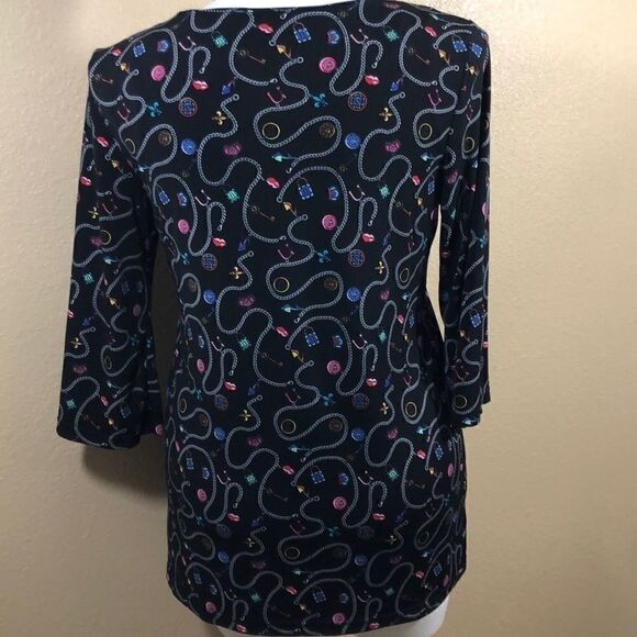 Nicole Miller black bracelet charms print top - Picture 4 of 4